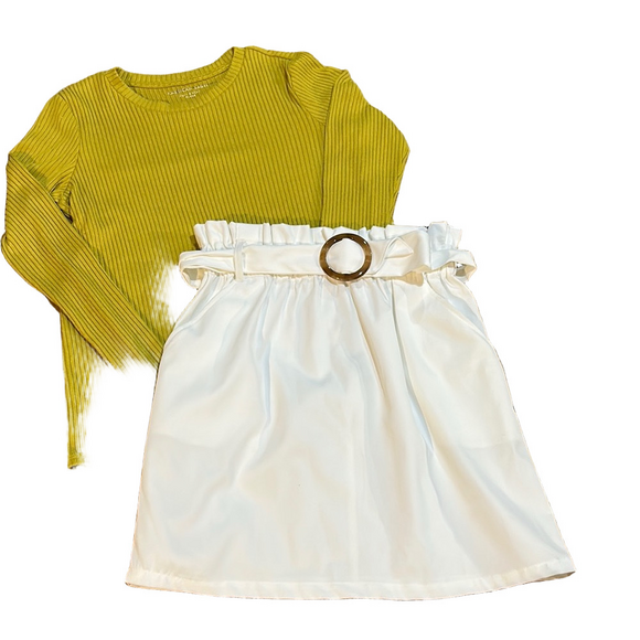 miami Dresses & Skirts - Yellow Ribbed Top and White Miami Skirt Set box 5